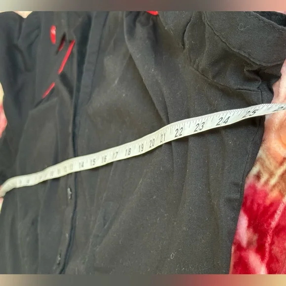 Torrid Black Button Down Shirt with Red Cherry Accents - Picture 9 of 11